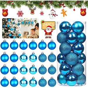 Booaee 24 palline per albero di Natale, palline di Natale, a forma di cuore, per albero di Natale, decorazioni natalizie, 4 cm (blu)