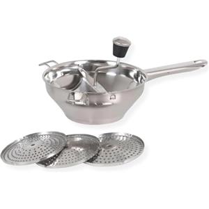 PARENCE.- Tritaverdure in acciaio inox con 3 dischi intercambiabili - Schiacciapatate manuale ø20 cm - Utensili da cucina per puree, zuppe, salse e composte