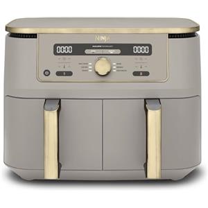 Ninja MAX Doppia Zona, Friggitrice ad aria digitale senza olio con doppio cestello, 6 in 1, 9,5 L, cestelli lavabili in lavastoviglie, antiaderenti, Pietra Oro, DZ400EUSTGD