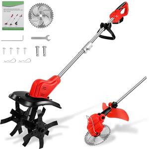 WingFly Motozappa Elettrica per Batteria Makita 18V, Set di zappetta e tagliabordi con display a LED, larghezza di lavoro 30 cm, profondità di lavoro 22 cm, Motozappa a Batteria per Giardini e Cortili