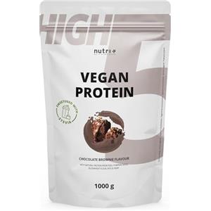 Nutri + Proteine Vegane - Brownie al Cioccolato - Vegan Protein Powder - Senza Sucralosio e Soia - a Base di Riso, Piselli, Canapa, Grano Saraceno e Semi di Zucca - 1kg