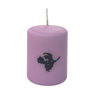 Cereria Di Giorgio - Candela Cero Viola polvere Decorata con Strega in Cera - Diametro 7 cm Altezza 10 cm - Durata 50 ore - Halloween - Idea Regalo - Artigianale