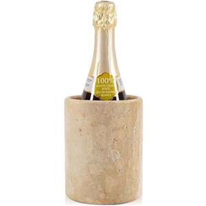 SPESHSTONES Refrigeratore per vino in marmo fatto a mano, 16,5 cm, in travertino, per feste, 750 ml, refrigeratore per bottiglie di vino per cucina, carrello da bar, decorazione per raffreddare e