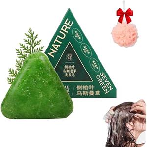 NNBWLMAEE Shampoo Solido Nature Triangle, Shampoo Solido Nature Seven Green Soap, Sapone Solido All'acqua Di Riso Glutinoso Usman Grass, Naturale Biologico A Base Vegetale, Adatto A Uomini E Donne (1PC)