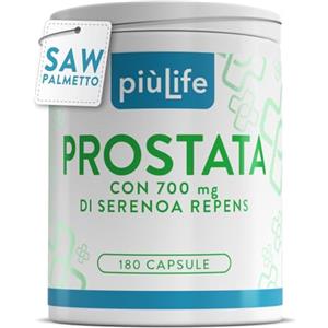 +LIFE Serenoa Repens Prostata Integratore 700mg PiùLife, 2 al giorno, Saw Palmetto con Pygeum Africanum, Zucca e Ortica, Benessere Delle Vie Urinarie Uomo, Estratto Di Mirtillo Antiossidante, 180 Capsule