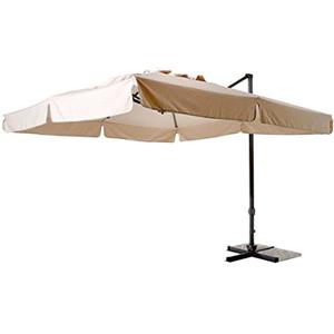 Gardenia - Ombrellone Decentrato Da Giardino, In Alluminio, Richiudibile, Da Esterno, Arredo Piscina, Gazebo, Terrazze, Bar, Hotel, Balconi, Palo Marrone/ Telo Ecrù, 3 x 3 m