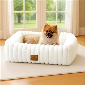 CareCooo Cuccia Cane Interno Taglia Piccola, Letto Rettangolare Sfoderabile e Lavabile, Cuscino Morbido per Cani, Divano per Cani Comodo e Antiscivolo, Crema, S(51x48x15cm)