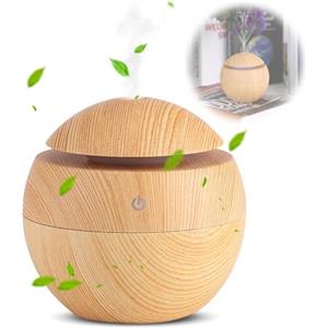 Jeanoko Umidificatore di Aromi Diffusore di Aromi USB Ad Ultrasuoni Diffusore di Olio Essenziale Elettrico a Luce LED a Grana di Legno(Cammello)