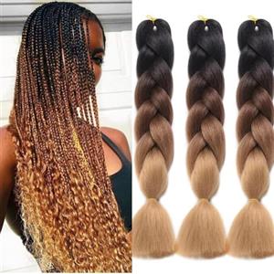 jooceebaby Nero/Marrone Scuro/Chiaro Extension Per Capelli Treccine Africane 24" Treccia Capelli Extension Colorate Ombre Jumbo Synthetic Braiding Hair