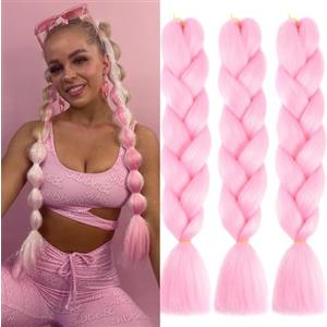 jooceebaby Rosa Extension Per Treccine Africane 24" Treccia Capelli Extension Colorate Ombre Jumbo Treccia Extension Capelli Fibra Sintetica Treccia Di Scatola Crochet Twist Intrecciare Braiding Hair