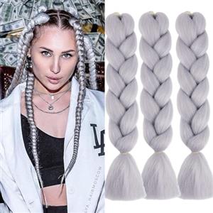 jooceebaby Grigio Argento Extension Per Treccine Africane 24" Treccia Capelli Extension Colorate Ombre Jumbo Treccia Extension Capelli Fibra Sintetica Treccia Di Scatola Crochet Twist Braiding Hair