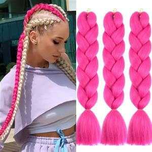 jooceebaby Rosa Rossa Extension Per Treccine Africane 24" Treccia Capelli Extension Colorate Ombre Jumbo Treccia Extension Capelli Fibra Sintetica Treccia Di Scatola Crochet Intrecciare Braiding Hair