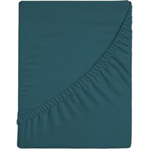 hermet Lenzuolo Sotto Con Angoli Per Letto Matrimoniale, Lenzuolo Sotto Con Angoli Tinta Unita, Elasticizzato sui 4 Lati, 100% Jersey di Cotone, 170/180x190/200 cm, Ottanio