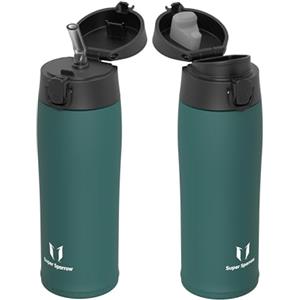 Super Sparrow Borraccia Termica, Acciaio Inox Bottiglia Termica - 500ml - Senza BPA Termos, Borracce Termiche Bambini - Include 2 Coperchi con Cannuccia e Coperchio Sportivo