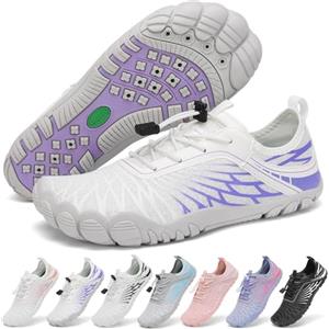 SAGUARO Scarpe Barefoot Minimaliste Donna Scarpette da Acqua Traspiranti Asciugatura Rapida Scarpe da Scoglio Antiscivolo per Bagno Spiaggia Yoga Surf, Viola Intenso, 39 EU