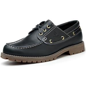 SL-Saint Fatti a Mano Uomo Classico da Barca e da Ponte Scarpe Punta Moc Allacciate Pelle Pieno Fiore Moda (Blu, Adulto, Uomo, 41.5, Numero, Sistema Taglie Calzature EU, Larga)