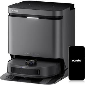 EUREKA J15 Evo Ultra Robot Aspirapolvere e Lavapavimenti, Aspirazione 22.000Pa, Mocio Estendibile 100% Bordi, Autolavaggio/Asciugatura 55°C, 75 Giorni Autonomia, Animali Domestici, Anti-Groviglio,Nero
