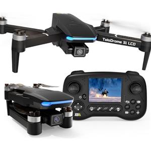 Toladrone TD31LCD Drone con Schermo LCD, Trasmissione Digitale delle Immagini, Drone con Fotocamera, Motore Brushless, Droni per Principianti, Quadricottero RC Pieghevole per Adulti
