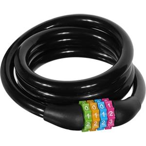 Ainiv Lucchetto per bicicletta, 120 cm, lucchetto per bicicletta, antifurto con 4 cifre, codice intelligente, codice antifurto per bicicletta, scooter, moto, mountain bike, nero