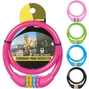 Ainiv Lucchetto per bicicletta con password a 4 cifre, 65 cm, portatile, antifurto, combinazione ripristinabile, per bici, moto, scooter, skateboard, cancello, recinzione (rosa)