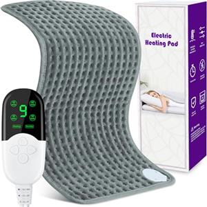 Esvyit Termoforo Elettrico 30 x 60 cm, Cuscino Riscaldante Elettrico con 9 Livelli di Temperatura e 4 Impostazioni del Timer, Cuscino Termico per Lombare Cervicale Spalle Addome Gambe, Spegnimento Automatico
