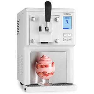 KLARSTEIN Sweet Sundae - Macchina per Gelato, Gelatiera, 1,5 L, Compressore Autoraffreddante, 200 W, Sistema di Erogazione, Mantenimento Temperatura per 3 h, Pulizia Automatica, Acciaio Inox, Bianco
