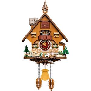 PAN TASY PANTASY Set di orologi a cucù da costruzione, design vintage chalet, orologio da parete meccanico con cucù motorizzato, palcoscenico rotante e ruota ad acqua, perfetto per costruttori adulti e