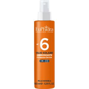 Euphidra Olio Solare Abbronzante SPF6 - 150 ml, Non unge, Assorbimento veloce, Ideale per pelli scure