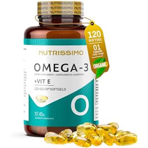 NUTRISSIMO Capsulas Blandas de Omega-3 Softgel 3000mg GELITA® | Anti Regurgitación | 120 unidades | Alta Concentración EPA 1050mg + DHA 750mg + VIt E 30mg | Hasta 4 Meses de Suministro
