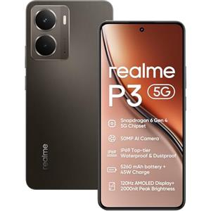 realme P3 5G Smartphone 12+512GB,Chipset Snapdragon 6 Gen 4,Batteria 5000mAh,Fotocamera AI 50MP,Display AMOLED Esports 120Hz,NFC,Dual Sim,IP69,Grigio