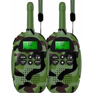Uleway Walkie Talkie Bambini Ricaricabili Longue Portée, Ricetrasmittenti 16 Canali con LCD Retroilluminato Funzione VOX Blocco Tastiera Torcia, Regalo per Ragazze e Ragazzi di 3-12 Ann-Mimetico