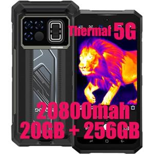 DOOGEE Fire 6 Max Termocamera 5G Cellulari, 20GB + 256GB, 20800mAh/33W, Rugged Smartphone, 50MP AI + 20MP (Vision Nocturne) + 16MP Telefono, 6,72 pollici FHD+ Smartphones/LED LIGHT/Fingerprint/NFC