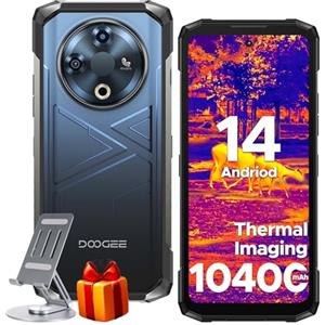 DOOGEE Fire 6 Termocamera Smartphone Rugged 16(6+10) GB RAM + 256GB ROM, 10400 mAh 6.56" HD Smartphone 50MP Android 14 Telefono Indistruttibile, Triplo Slot Schede, IP68/IP69K/OTG/GPS Blu