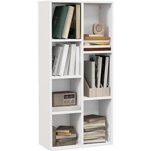 HOMCOM Mobile Libreria a Cubi con 7 Ripiani di Diverse Dimensioni, Libreria Scaffale Moderna in Legno, 50x24x106 cm, Bianco