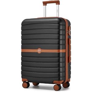 KONO Valigia Media Rigida 20 kg ABS+PC Trolley con 8 Ruote (65,6 cm, Nero/Marrone)