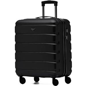 Flight Knight ABS Valigia Cabina Compatibile con Air France, Hop! easyJet, Ryanair E Molti altri! Bagaglio a mano Legere Borsa Cabina con 4 ruote, Nero/Nero, 56x45x25cm (TSA), bagaglio a mano,