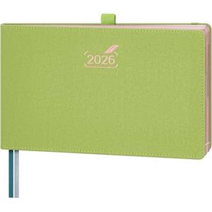 BEZEND Agenda 2026 Settimanale 14 x 23 cm - 1 Settimana 2 Pagine da Gen a Dic 2026, Formato Orizzontale con Vista Verticale, Bordo in Oro Rosa, Portapenne - Frutta Verde