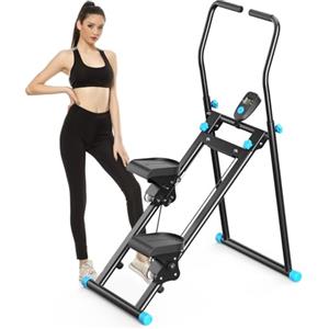 MINENICE 2025 Nuovo Stair Stepper per l'esercizio domestico palestra,Macchina da arrampicata verticale con resistenza regolabile a 3 livelli, allenatore a croce con display LCD, pedale portatile pieghevole