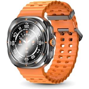 JINSHANGZI Smart Watch For Samsung Galaxy Watch Ultra Men GPS Tracking NFC Control Smartwatch Health Tracker BT Call Smartwatches 2025 (Orange)