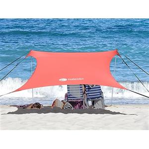Easierhike Tenda da spiaggia antivento, protezione solare UPF50+, portatile, con 6 sacchi di sabbia, ancoraggi da 2,8 x 2,8 m, 2 pali, per spiaggia, campeggio, pesca, cortile e picnic