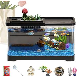 Generico Kit Starter per Acquario | Set Acquario con Luce LED e Filtro | Decorazione Subacquea Antipolvere Per Scrivania Casa Camera