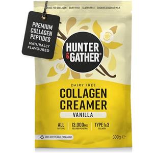 Hunter & Gather Collagene alla Vaniglia 300g I Peptidi di Collagene di tipo 1 e tipo 3 da Bovini Allevati a Pascolo I Senza latticini I Per capelli, pelle, unghie, muscoli