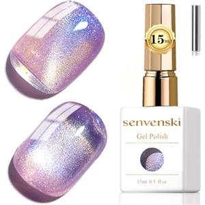 Senvenski Gelatina Vetro Cat Eye Smalto Semipermanente, 15ML Occhi di Gatto Magnetica per Gel Unghie Kit Olografico Glitterato Cristallo Smalti Unghie Salon Home DIY (Gelatina Sirena, MY1-026)