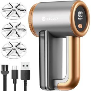 WiredLux Levapelucchi Elettrico WiredLux - Levapelucchi Ricaricabile per Vestiti e Mobili - 3 Velocità Regolabili, Spazzola a 6 Lame, Display a LED, Ricarica USB (Rame Mineral)