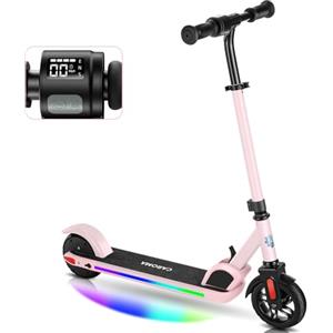 Caroma Monopattino elettrico per Bambini dai 8 ai 12 anni, Motore da 150W, 17 km/h, 80 Minuti di Autonomia, Velocità E altezza Regolabili, Luci Colorate, Display a LED, Ragazzi