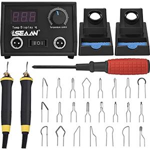 Aomdom Pirografo per Legno 60W Macchina per pirografia Kit professionale per pirografia 0°C a 850°C Display Digitale mit 2 Penne 23 Teste di Penna per principianti e adulti