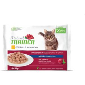 Natural Trainer Cibo Umido per Gatti Adulti con Pollo - 4 Bustine da 85g