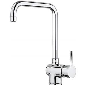 Paini - Rubinetto Miscelatore Monocomando Cucina, Lavello, Cromato, Leva laterale con bocca alta orientabile, Canna ad angolo, Design moderno interamente prodotto e lavorato in Italia