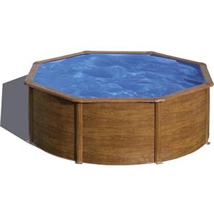 Gre Piscina Gre KITPR353W Sicilia - Piscina fuori terra in acciaio, rotonda, effetto legno. Piscine smontabili per giardino. 350 x120 cm.