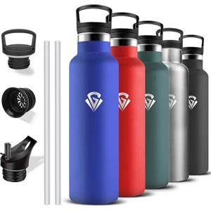 Grsta Borraccia Termica, Borracce 1 litro, Senza BPA, Borracia con Cannuccia, Senza Perdite, Bottiglia Termica, Borraccia Palestra, Acciaio Inossidabile 18/8, Borracce per Campeggio, Escursionismo